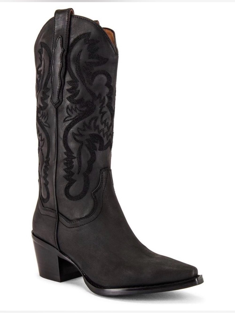 Women's Black Embroidered Western Cowboy Boots